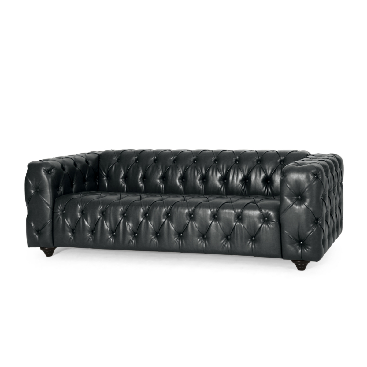 Streamdale Furniture 3-Seat Sofa: Button-Tufted, Solid Wood Legs, Pu Fabric