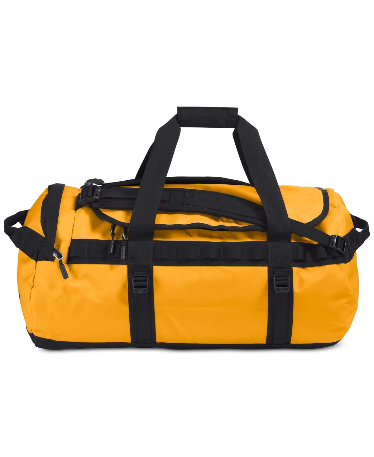 The North Face Base Camp Logo Convertible Duffel Bag In Summit Gold,tnf Black-npf