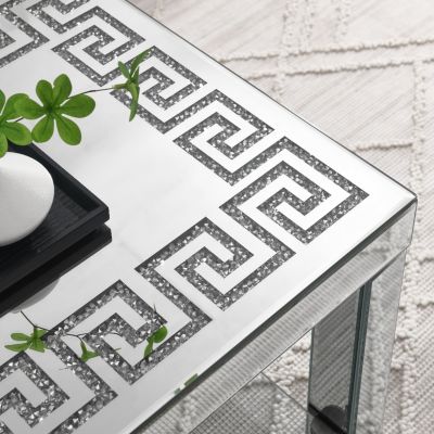 Art Deco Mirror Coffee Table: Silver Mirror Glass with Diamond Edge Frame