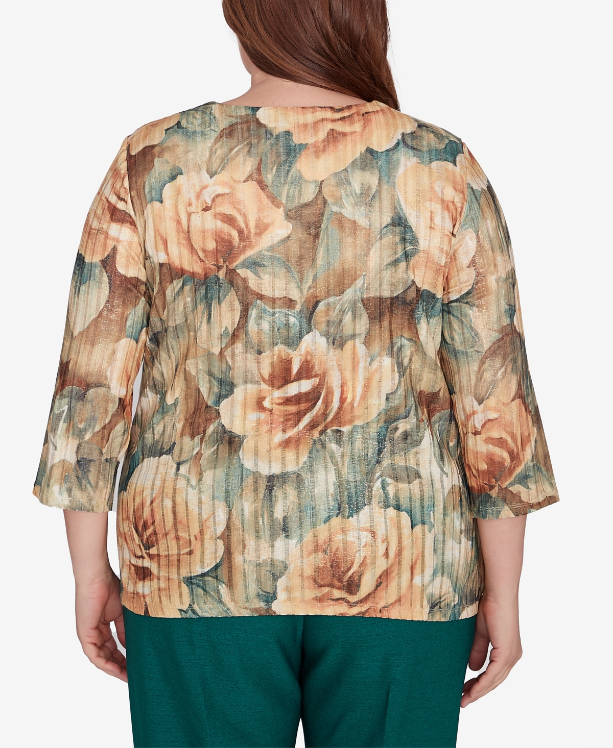 Alfred Dunner Plus Size Emerald Isle Vintage Floral Top