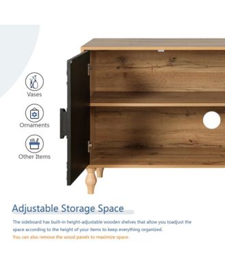 Black Carved Symmetrical Door with Wood Frame