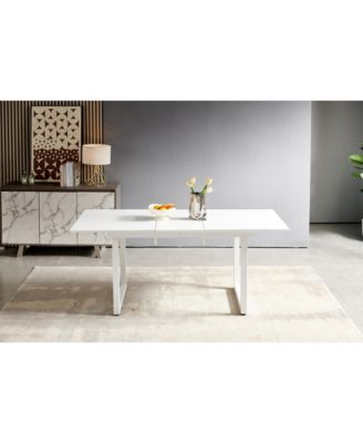 Extendable Square Dining Table with Metal Legs