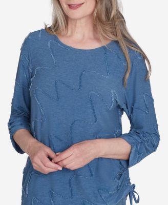 売れ筋商品|||アルフレッドダナー カットソー トップス レディース Petite Casual Fridays Diagonal Textured Crew Neck Top Grey Alfred Dunner Casual Fridays Women's Diagonal Textured Crew