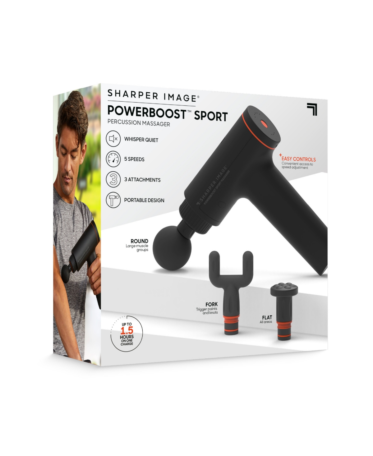 Sharper Image Powerboost Sport Percussion Massager In Grey