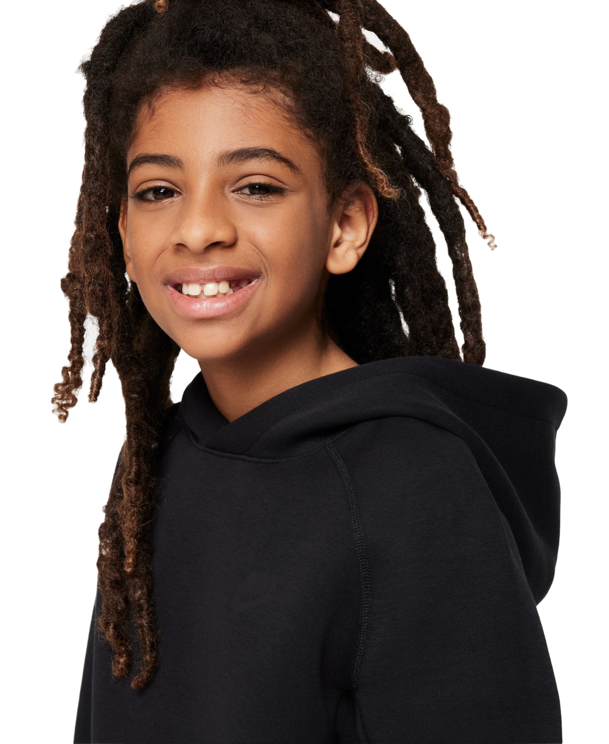 Nike Big Boys Sportswear Tech Fleece Pullover Hoodie -black/black