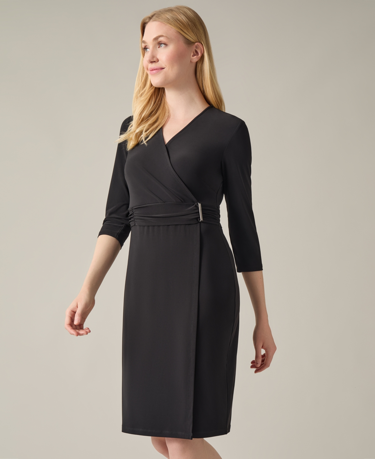 Kasper Women's Faux-Wrap 3/4-Sleeve Sheath Dress