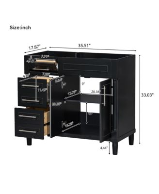 36" Solid Wood Freestanding Bathroom Vanity with Ample Storage