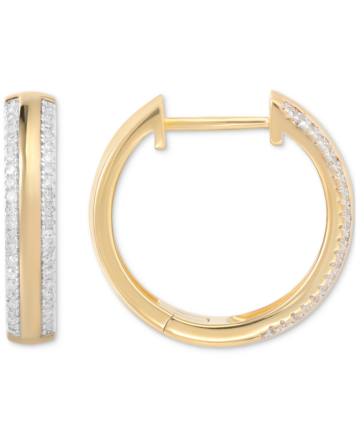 Macy's Diamond Hoop Earrings (1/4 Ct. T.w.) In 14k Gold-plated Sterling Silver In Gold-plated Sterling Silver