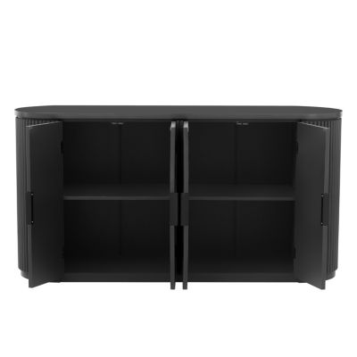 Vertical Striped Cabinet with Adjustable Shelves & Metal Handles