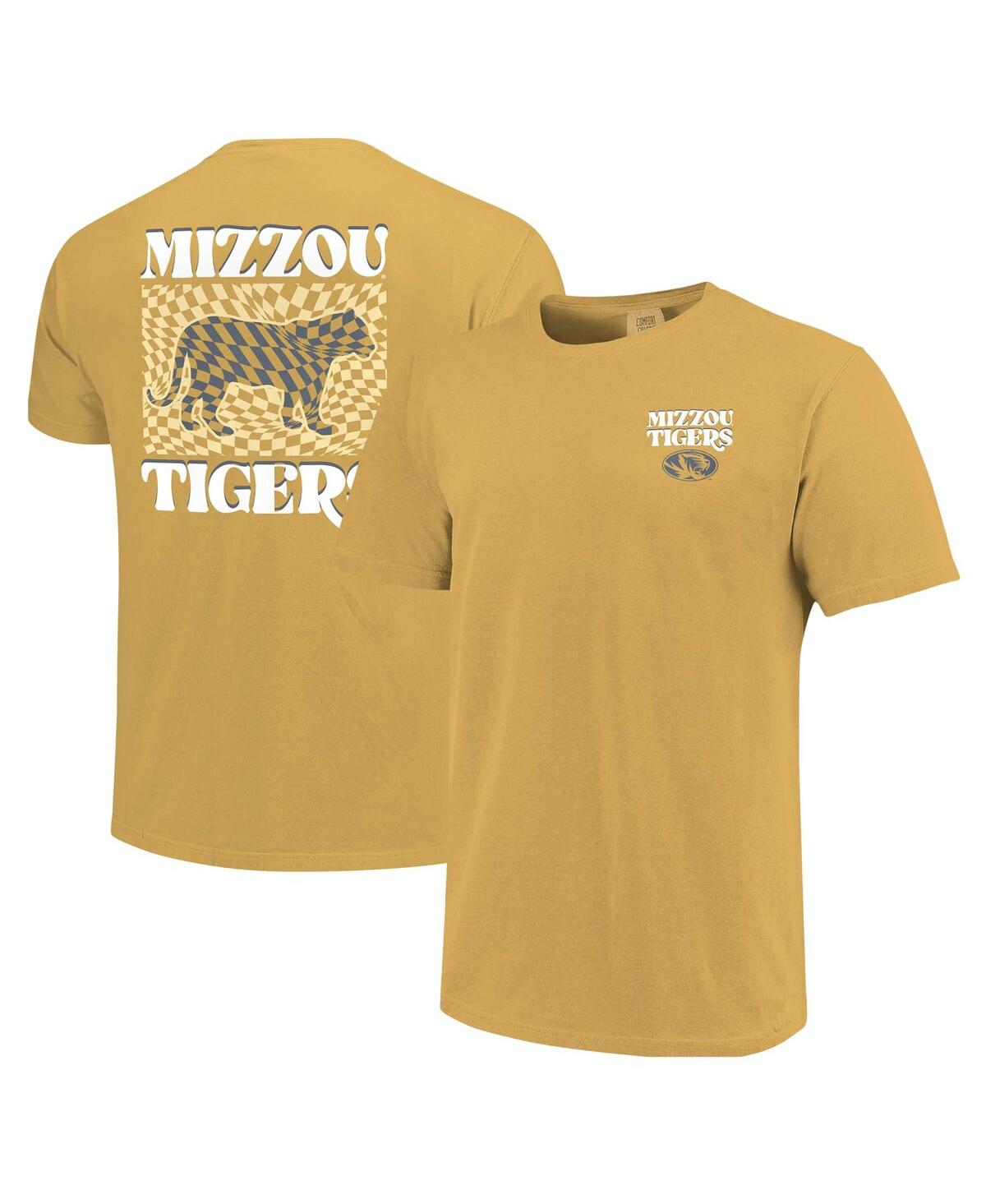 Women's Gold Missouri Tigers Comfort Colors Checkered Mascot T-Shirt - Gold