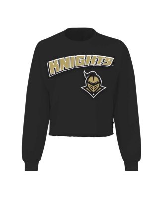 Women's Black UCF Knights Slouchy Cropped Long Sleeve T-Shirt