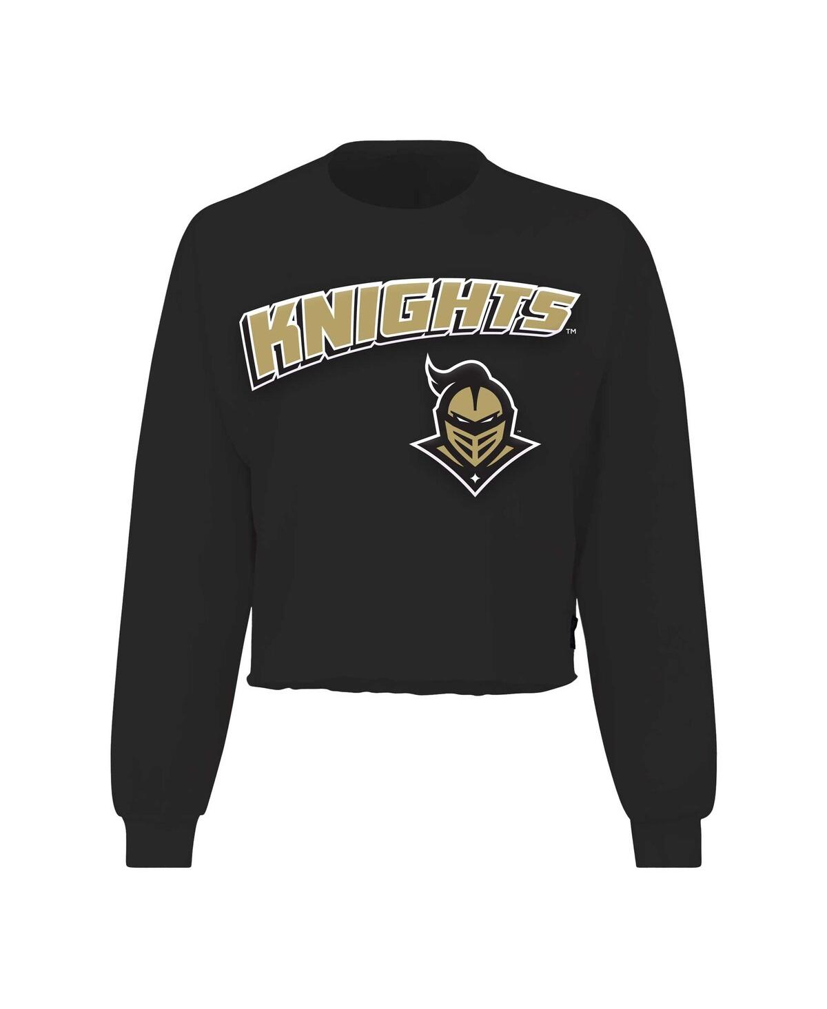 Spirit Jersey Women's Black Ucf Knights Slouchy Cropped Long Sleeve T-shirt In Black