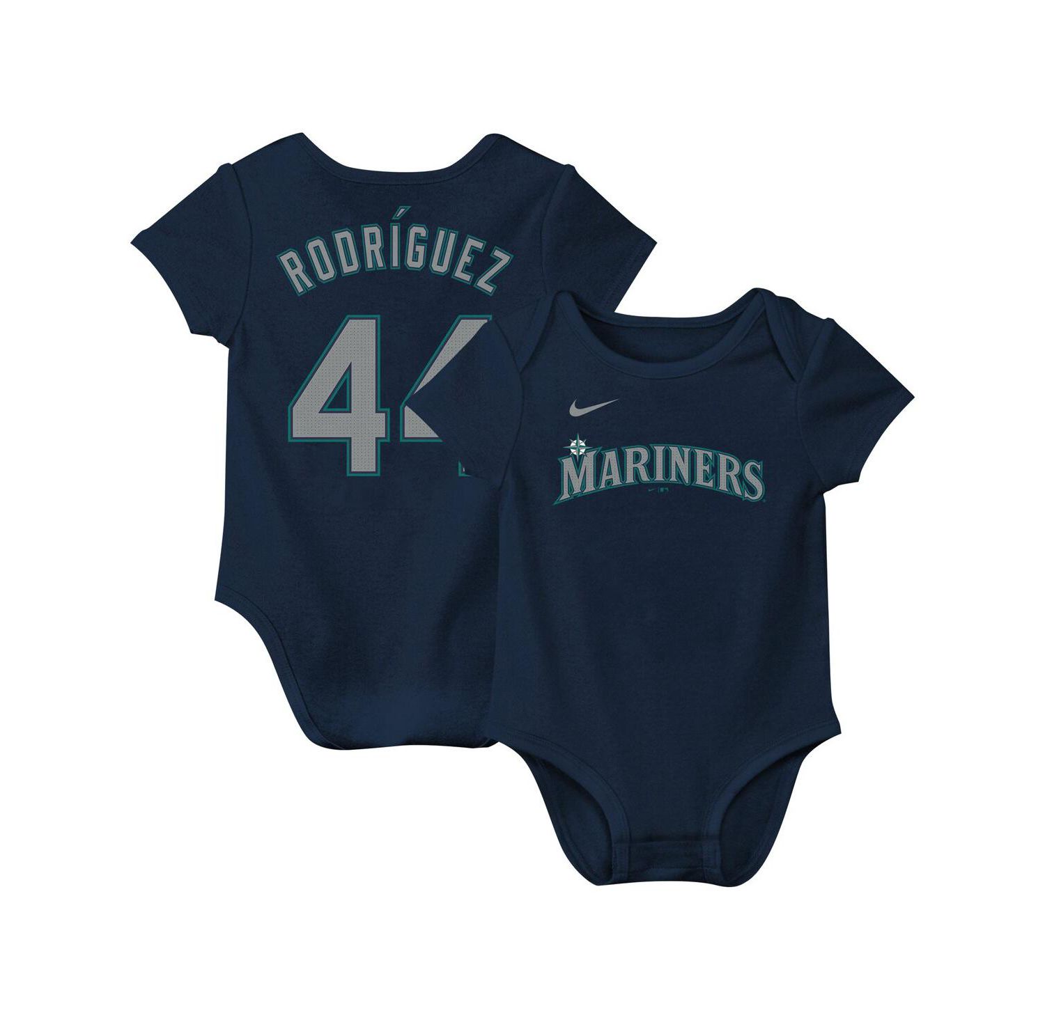 Newborn Baby Boys and Girls Julio Rodríguez Navy Seattle Mariners Fuse Name & Number Bodysuit