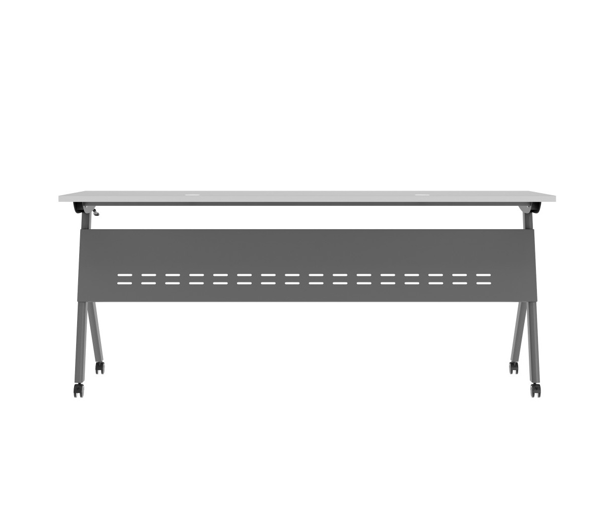Emma+Oliver Griffin Heavy-Duty Flip Top Training Table With Nesting Design, Privacy Panel, Y-Legs, Tabletop, Metal Frame -gray frame