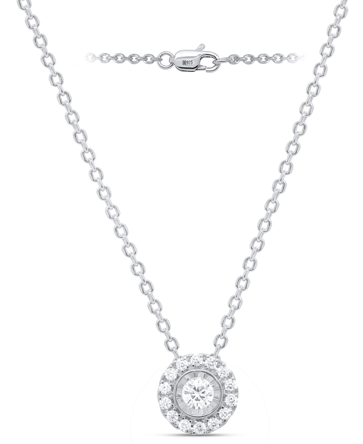 2-Pc. Set Lab Grown Diamond Halo Pendant Necklace & Matching Stud Earrings (1 ct. t.w.) in Sterling Silver or 14k Gold-Plated Sterling Silver