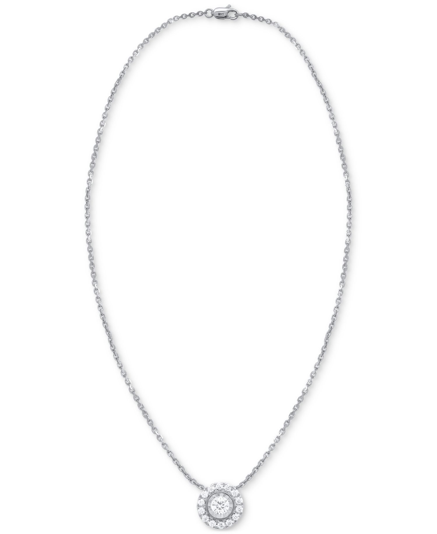 2-Pc. Set Lab Grown Diamond Halo Pendant Necklace & Matching Stud Earrings (1 ct. t.w.) in Sterling Silver or 14k Gold-Plated Sterling Silver