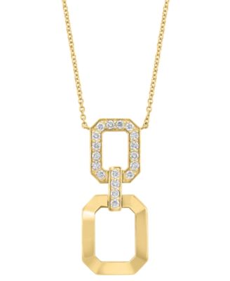 EFFY&reg; Diamond & Polished Octagon Link 18" Pendant Necklace (3/4 ct. t.w.) in 14k Gold