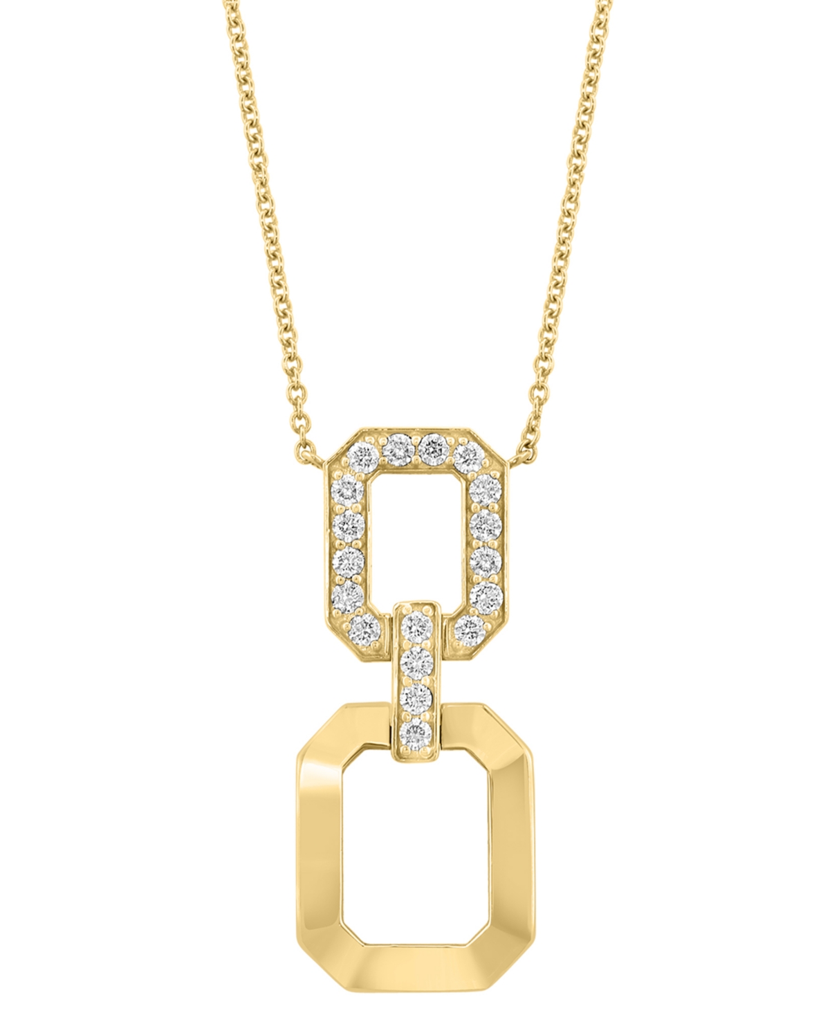 Effy Collection Effy Diamond & Polished Octagon Link 18" Pendant Necklace (3/4 Ct. T.w.) In 14k Gold In Yellow Gol