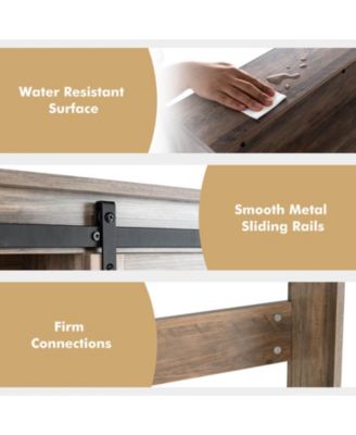 4-Tier Over The Toilet Storage Cabinet with Sliding Barn Door and Storage Shelves