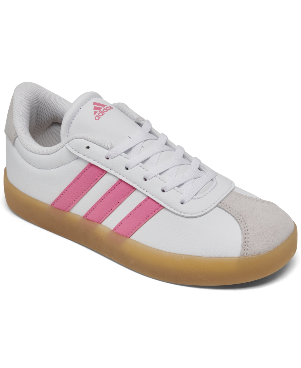 Adidas Originals Big Girls Vl Court 3.0 Casual Sneakers From Finish Line In White,pink