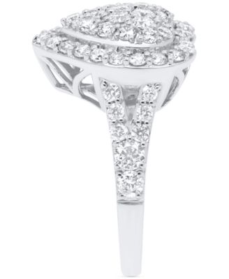 Lab Grown Diamond Heart Halo Cluster Ring (2 ct. t.w.) in Sterling Silver or 14K Gold-Plated Sterling Silver