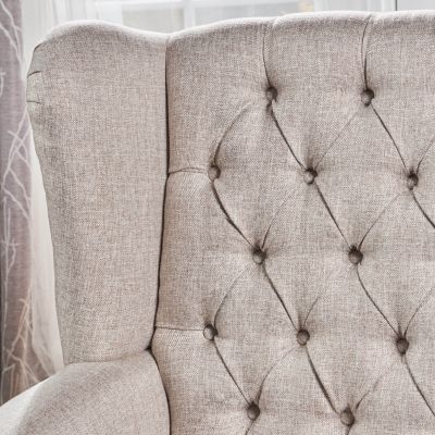 Single Piece Fabric Antique-Style Tufted Accent Chair With Decorative Trim