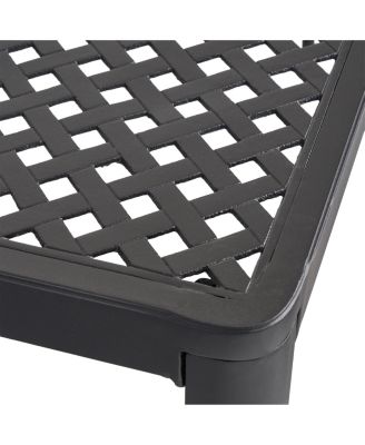 62-Inch Cast Aluminum Square Table with Woven Accents Outdoor Dining Table