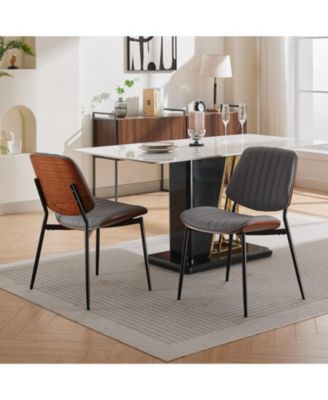 Walnut Bentwood Dining Chair with Curved Backrest (Set Of 2)