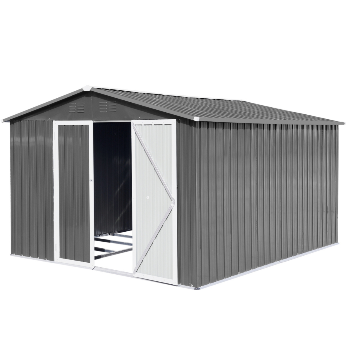 Streamdale Furniture 10FTx12FT Outdoor Storage Shed with Punched Vents and Hinged Door