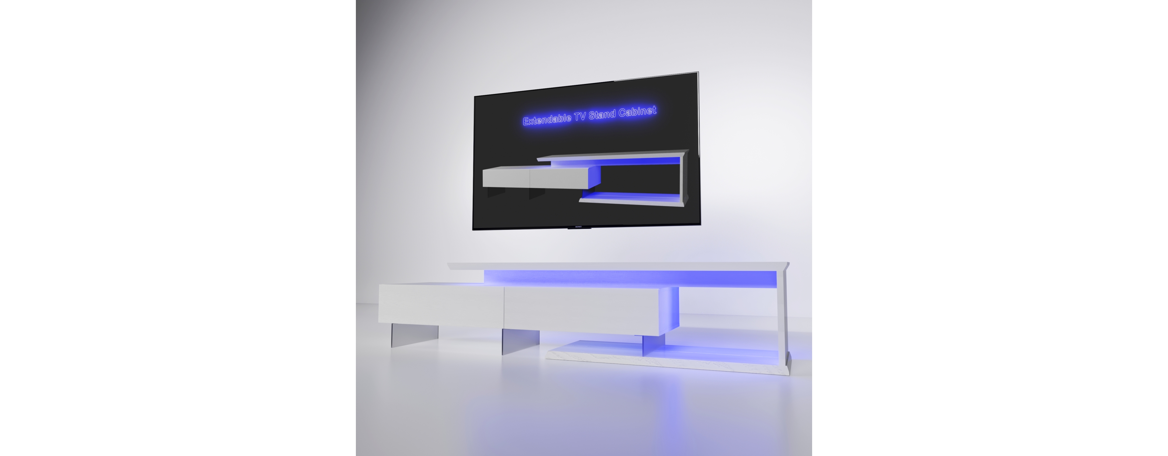 Extendable Led Tv Stand with Remote Control, Multiple Lighting Modes