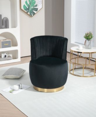 360 Swivel Velvet Barrel Accent Chair