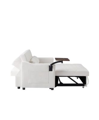Streamdale Cream Velvet Sofa Bed with Adjustable Positions