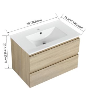 30&amp;#x22; Wood Grain Vanity with Ceramic Sink and Soft-Close Drawers