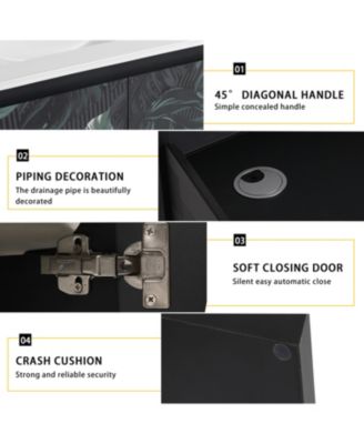 Wall-Mounted Bathroom Vanity with Ceramic Sink & Soft-Close Doors