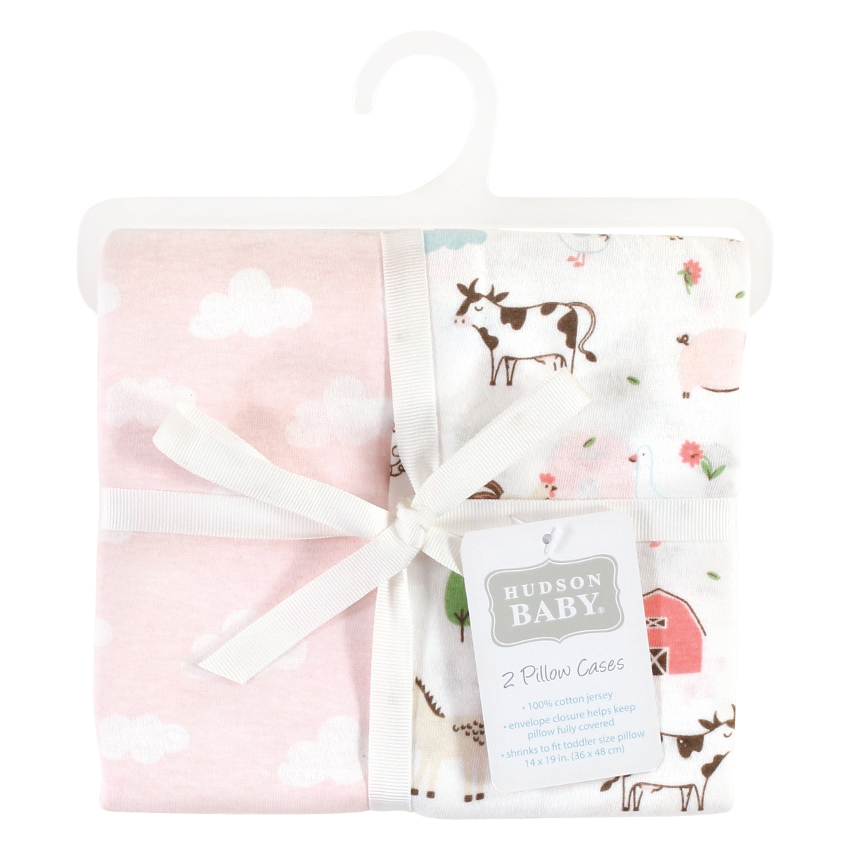 Hudson Baby Infant Girl and Toddler Cotton Toddler Pillow Case, Girl Farm Animals, One Size