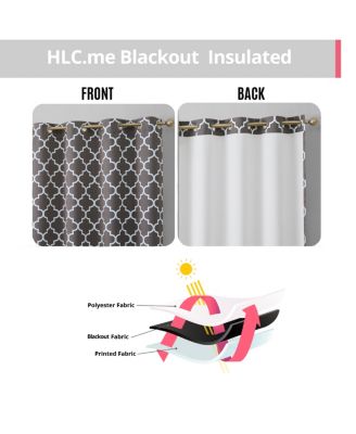 Lattice Print Drape Blackout Curtains Pattern - Weather Insulated Curtains, Sun Blocking Window Treatment Draperies for Living Room - Set of 2