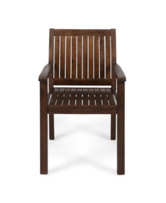 Streamdale Rustic Acacia Wood Dining Chair With Slat Paneling