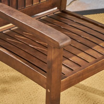 Streamdale Rustic Acacia Wood Dining Chair With Slat Paneling
