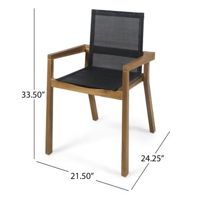 Streamdale Versatile Outdoor Mesh And Wood Dining Chair