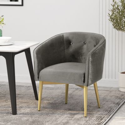 Modern Glam Velvet Dining Chair With Button Tufting
