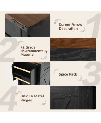 Farmhouse Drop-Leaf Storage Kitchen Island