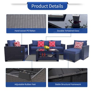 Streamdale 7-Piece Outdoor Rattan Sofa Set with Cushions