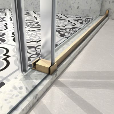 Streamdale Brushed Gold Frameless Shower Door with Nano Glass & Soft-Close