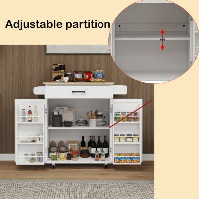 Stylish Kitchen Island Cart with Storage and Rack
