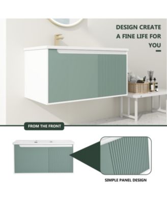 Simplie Fun Wall-Mounted Vanity with Ceramic Sink and Soft-Close Door