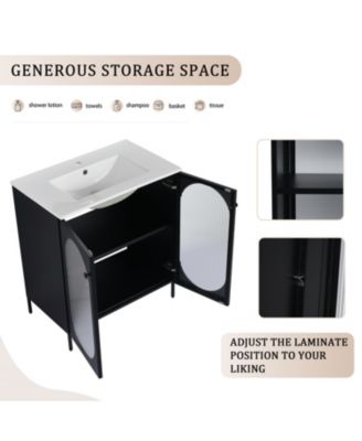 Streamdale 30" Freestanding Vanity with Ceramic Sink, Unique Design