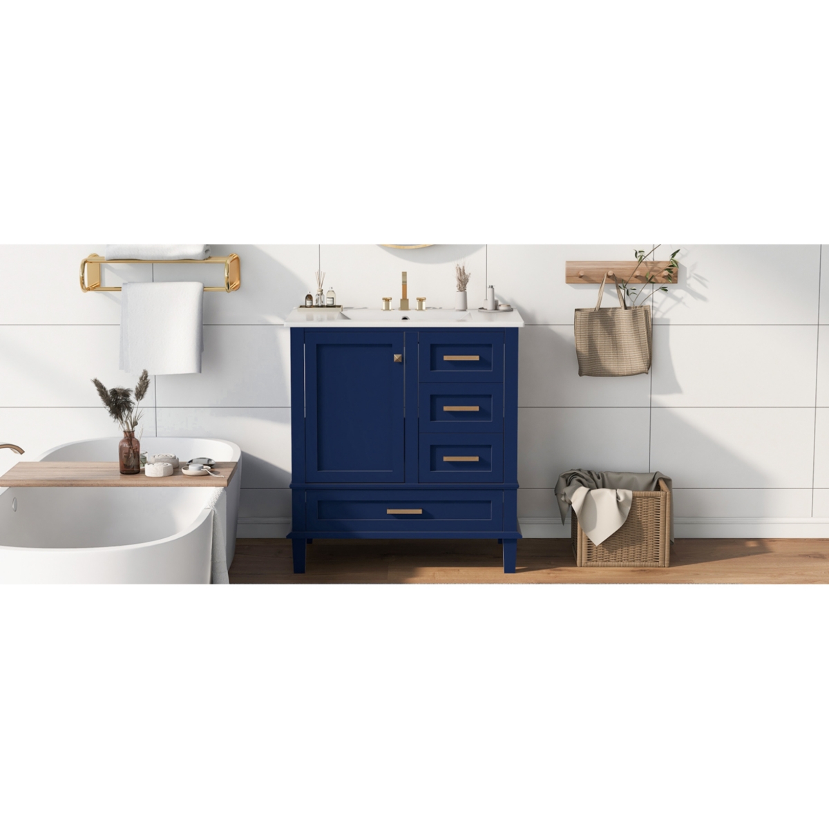 Streamdale 30" Modern Blue Bathroom Vanity with Sink and Storage