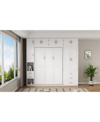 Full Size Murphy Bed with Lockers & Wardrobes