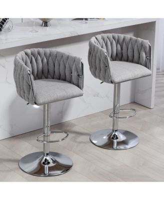 Streamdale 360 Swivel Bar Stools with Woven Back & Footrest (Set Of 2)