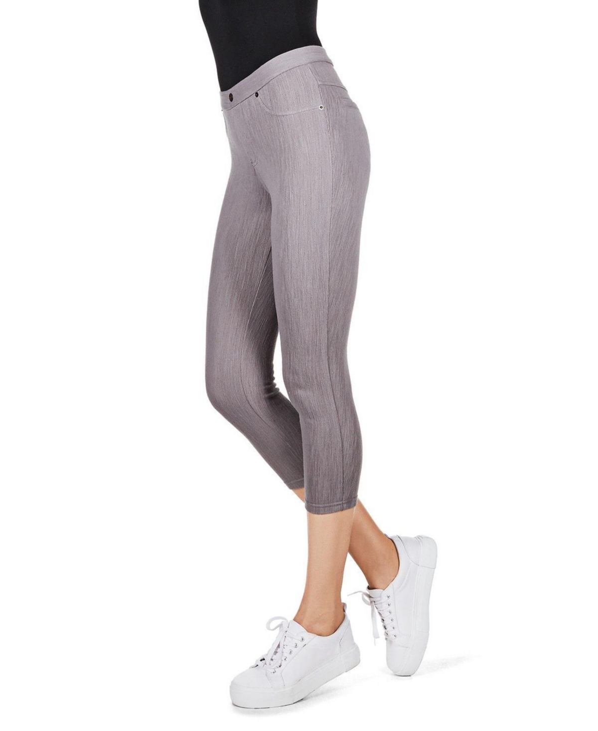 MeMoi Women's Chino Capri-Length Cotton Blend Leggings